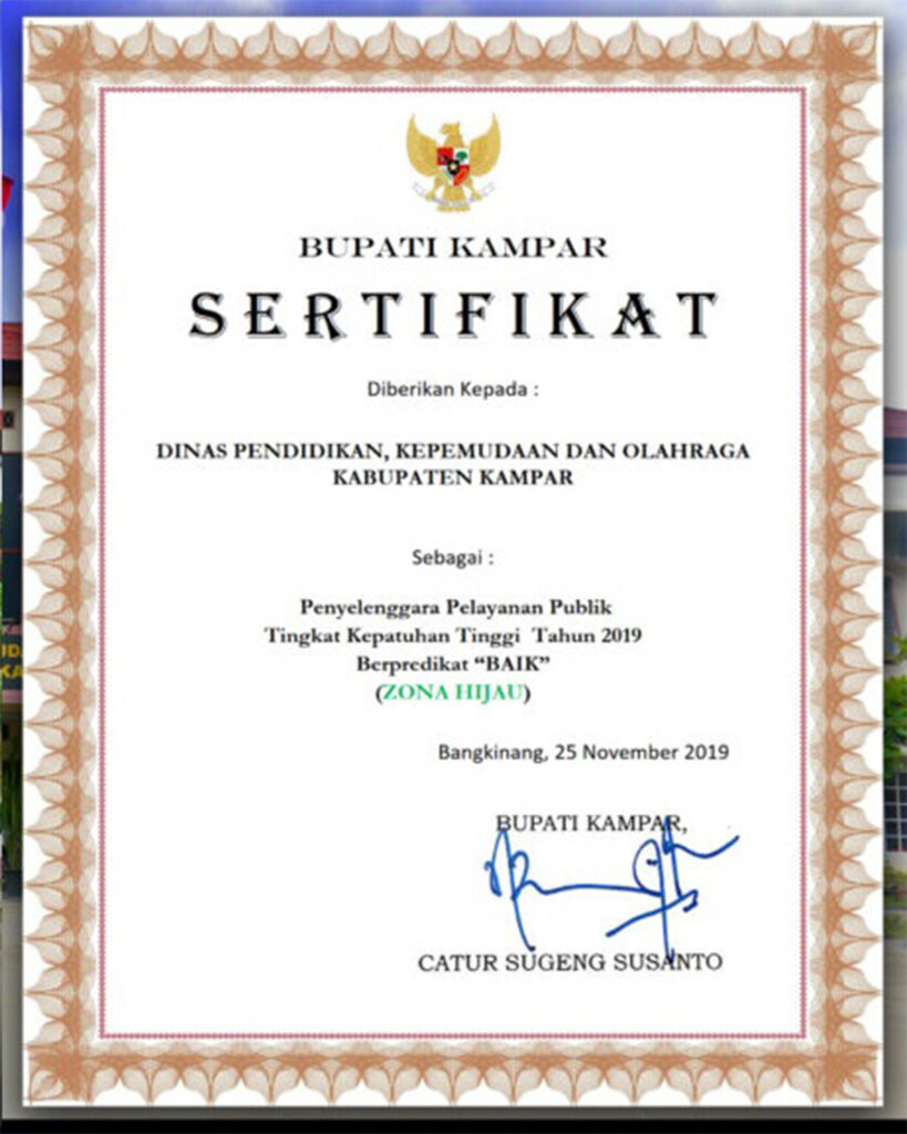 Sertifikat Kepatuhan Penyelenggara Layanan Publik