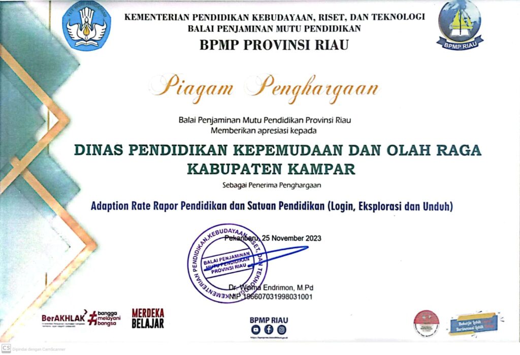 Piagam Penghargaan Rapor Pendidikan