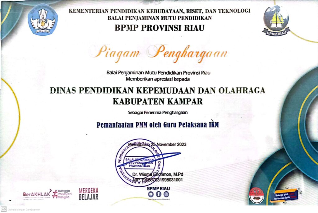 Piagam Penghargaan Pemanfaatan PMM