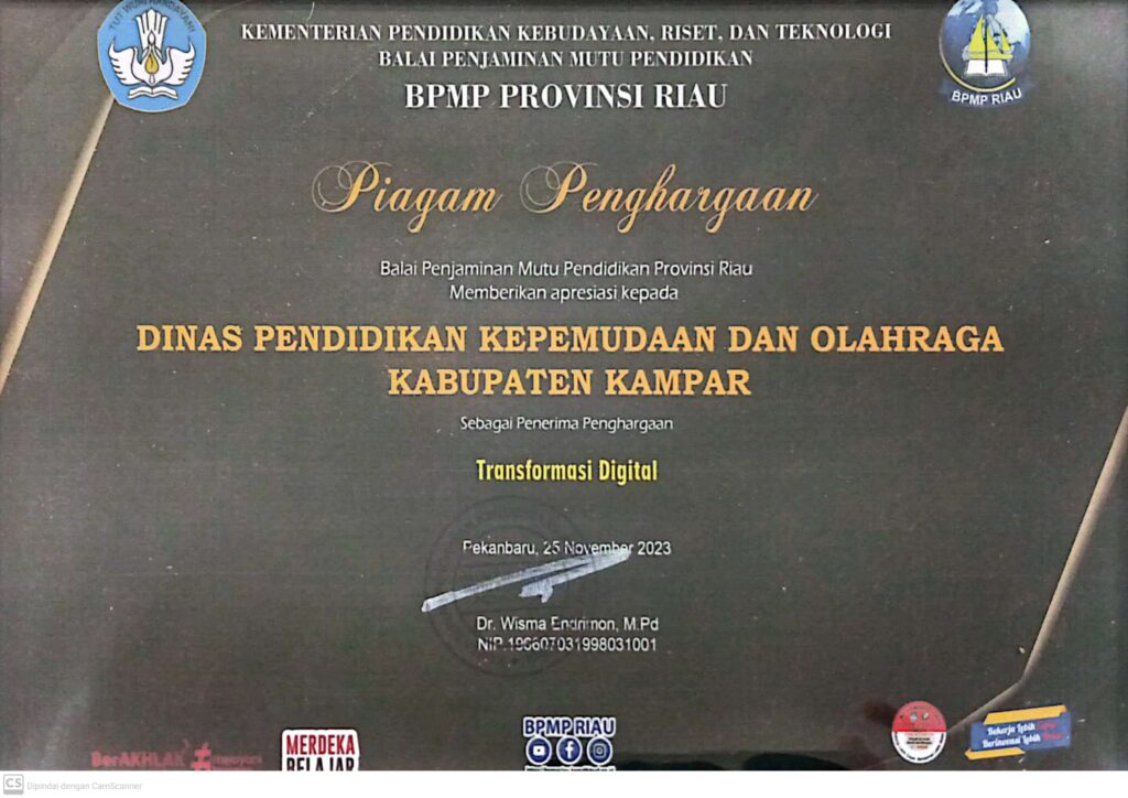 Piagam Penghargaan Transformasi Digital